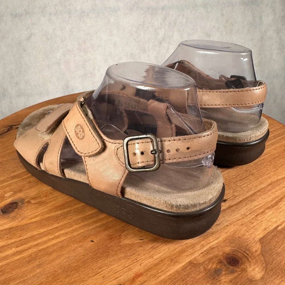 SAS Tripad Comfort Sandals Womens 8.5W Tan Good Adjustable Leather Walking Shoes